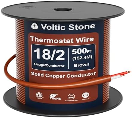 18/2 Thermostat Doorbell HVAC Wire, True Gauge 18 AWG 2 Conductor Solid Copper Control Cable, ETL Listed CL3R/CMR Riser Rated Flame-Retardant, RoHs, for 0-30V Low Voltage Systems - 500FT