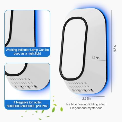 Limpin Plug in Air Purifier for Home, Negative Ion Air Ionizer for Bedroom, Bathroom & Office, Compact Air Cleaner for Small Spaces, Quiet Plug in Air Ionizers for Pets, Smoke, Kitchen & Apartment