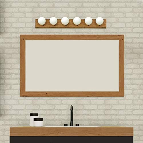 Design House Bathroom Vanity Light Fixtures Over Mirror, 6-Light Vanity Lights for Bathroom, Dimmable Wall Mount Lighting, Horizontal or Vertical Installation, Honey Oak, 36-Inch, 500223