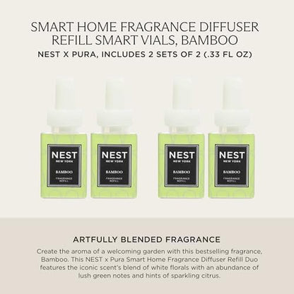 NEST New York Smart Home Fragrance Diffuser Refill Smart Vials, Bamboo - 4 Diffuser Refill Smart Vials, Set of 2 - Designed for NEST x Pura 3 and NEST x Pura 4 Diffusers - Cruelty Free, Vegan
