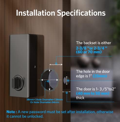 Keyless Entry Door Lock, Smart Door Lock with Keypad, Black