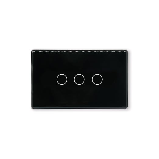 Smart Switch Aluminum Frame,2.5D Glass Panel,4.65 X 2.83 X 1.26 Inches,Need Neutral Wire,2.4GHz WiFi,Work with Tuya/Smart Life,App/Voice Control,Black 3 Button