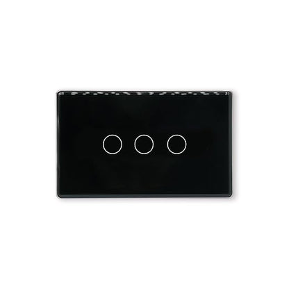 Smart Switch Aluminum Frame,2.5D Glass Panel,4.65 X 2.83 X 1.26 Inches,Need Neutral Wire,2.4GHz WiFi,Work with Tuya/Smart Life,App/Voice Control,Black 3 Button