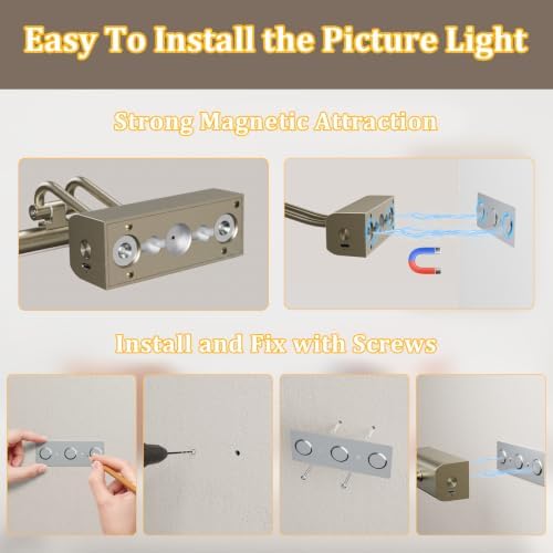 Picture Light for Wall, Antique Brass, 13.8", RF Remote Control
