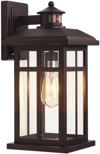 Brilvibera Motion Sensor Outdoor Wall Sconces Hardwired 16" Bronze