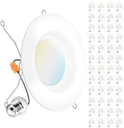 Sunco 48 Pack 6 Inch Retrofit LED Recessed Can Lights, 5CCT, 13W=75W