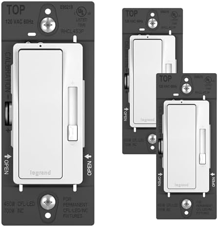 Legrand Radiant 450W LED Dimmer Light Switch 3-Way Rocker White 3-Pack