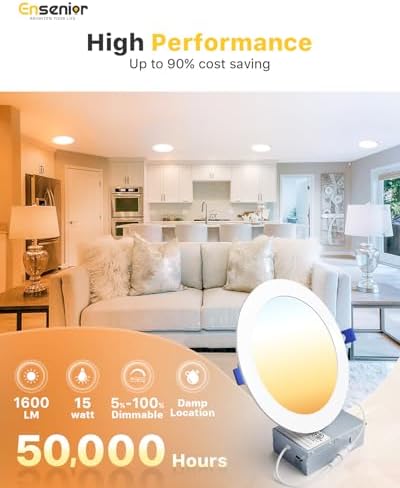 Ensenior 6 Pack 7 Inch LED Recessed Light, Canless, 5CCT Dimmable Wafer