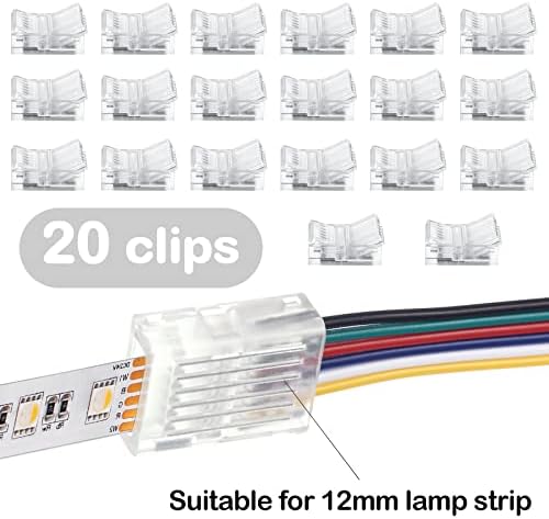 Flutesan 20 Pcs 6 Pin 12 mm LED Strip Connector RGB Lights