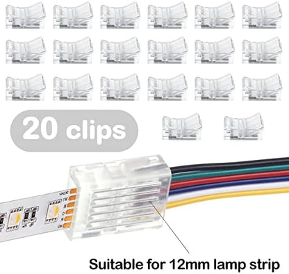Flutesan 20 Pcs 6 Pin 12 mm LED Strip Connector RGB Lights