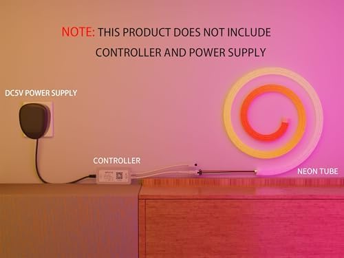 3.2FT WS2811 WS2812B 360 Degree Round Reticulate Pattern Neon LED Strip 50Leds/m Smart RGB+IC Flexible Silicon Dream Color Rope Light Tape DC5V(No Adapter or Controller)