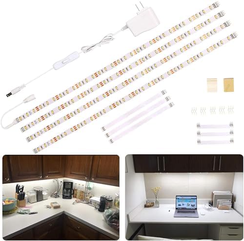 WOBANE LED Under Cabinet Lighting Kit,6.6ft Flexible LED Ribbon Lights Bar