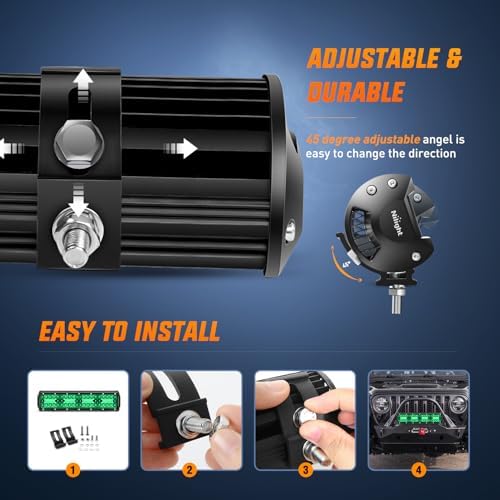 Nilight 12 Inch 240 W LED Light Bar Green Spot Flood Combo Beam