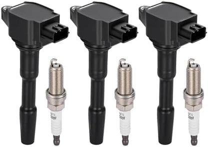 BDFHYK 3 Ignition Coil Pack UF808 and 3 Iridium Spark Plug 91121 Compatible with Smart Fortwo 2016-2017 0.9L l3 Coil for C987 2819060000