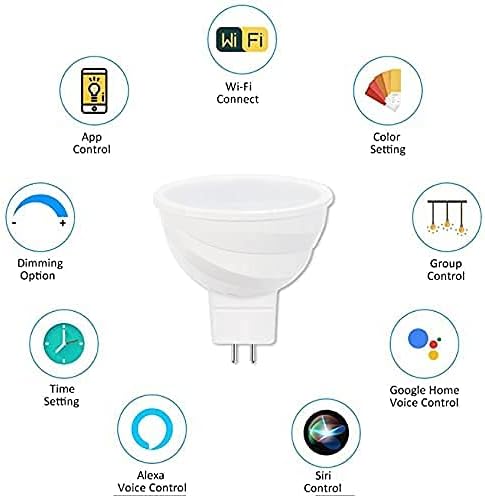 Ironsmith Lighting Products Dimmable 5W GU5.3 Base Smart LED Lights - Alexa and Google Assistant, WiFi, Tuya Control ‎6500K 400 Lumens Halogen Light Bulbs Support - Timer with Color Changing