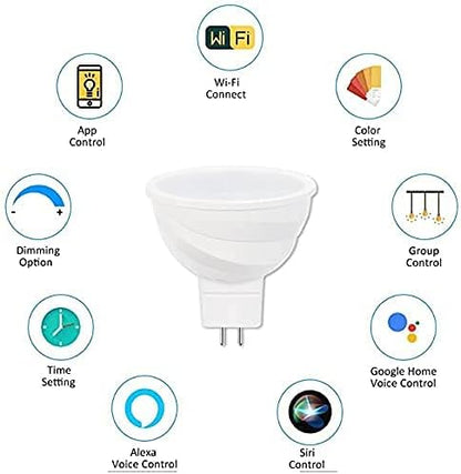 Ironsmith Lighting Products Dimmable 5W GU5.3 Base Smart LED Lights - Alexa and Google Assistant, WiFi, Tuya Control ‎6500K 400 Lumens Halogen Light Bulbs Support - Timer with Color Changing