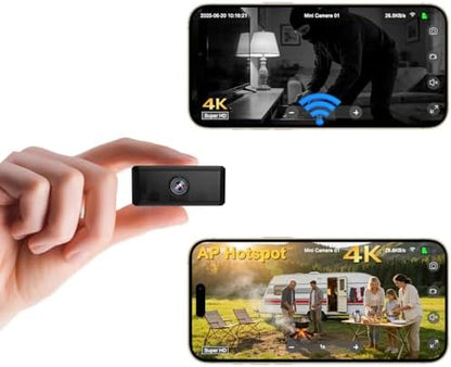 Mini Spy Camera, WiFi/AP Hotspot/Offline Modes, 4K No WiFi Security Camera