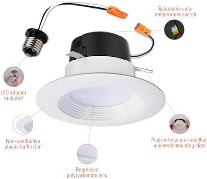 HALO LT 4 inch LED recessed Can Light Trim, 5 CCT, Dimmable, 700lm 6PK