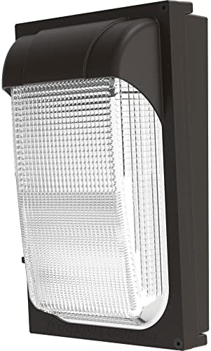 Lithonia Lighting 7.5" Mini LED Wall Pack Outdoor Light Fixture, Building Wall Light, Dusk to Dawn Sensor, 4000K Cool White, MVOLT 120-277V, IP65, Glass Lens, Bronze (TWX1 LED P2 40K MVOLT PE DDBTXD)