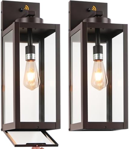 20" Oil Rubbed Bronze Dusk to Dawn Outdoor Wall Lights with Closed Bottom