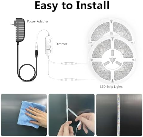dalattin Warm White LED Strip Lights 50ft, Led Lights Strip Dimmable Bright 24V 3000K, 900 LEDs Lights for Bedroom, Mirror, Kitchen, Strong Adhesive（2 Rolls of 25ft）