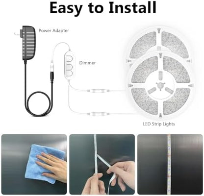 dalattin Warm White LED Strip Lights 50ft, Led Lights Strip Dimmable Bright 24V 3000K, 900 LEDs Lights for Bedroom, Mirror, Kitchen, Strong Adhesive（2 Rolls of 25ft）
