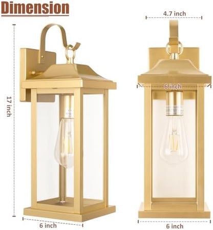 17 Inch Large Gold Outdoor Sconces Wall Lighting 2-Pack