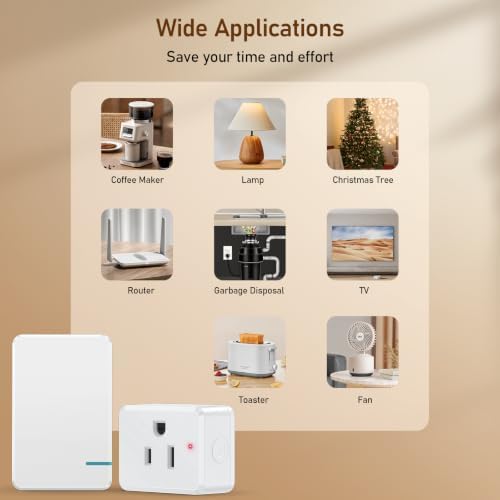 Thinkbee Remote Control Outlet Plug, 600ft RF Range Wireless Switch Kit