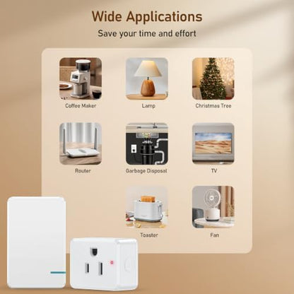 Thinkbee Remote Control Outlet Plug, 600ft RF Range Wireless Switch Kit