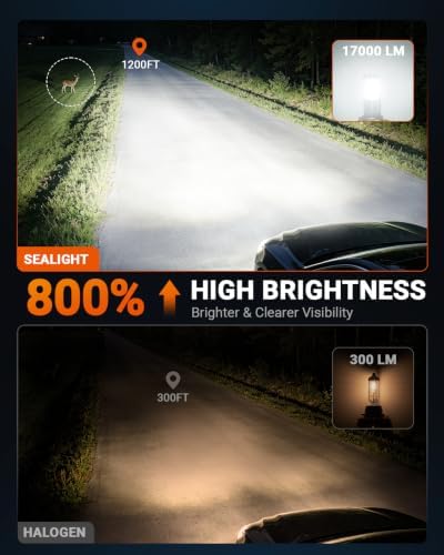 SEALIGHT H11 LED Fog Light Bulb, H16 H8 LED Fog Lights 17000LM 6500K White