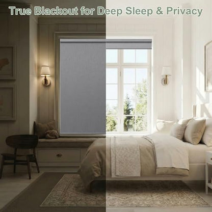 ZSHINE Motorized Blackout Roller Shades Remote Control Rechargeable(82164C)
