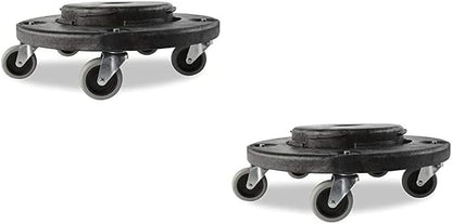 Rubbermaid Commercial Products Brute Twist on/Off Round Dolly, Black, Use with BRUTE Trash Can, Pack of 2