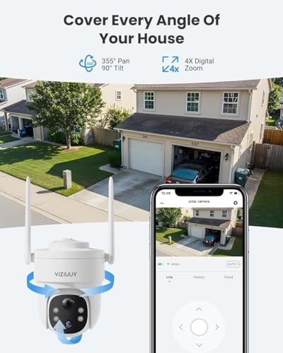 VIZIUUY 5MP Solar Security Cameras Wireless Outdoor, 2 Pack Cover More Area
