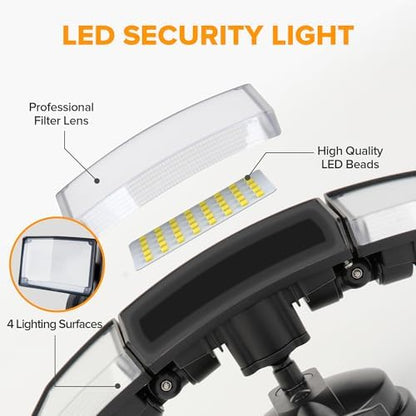 LUTEC 75W 8000 Lumen Floods Light Outdoor, Switch Controlled LED Security Lights with 3 Adjustable Heads, 5000K Daylight, IP65 Waterproof Exterior Flood Light for Outside Garage, Yard, Patio-Black