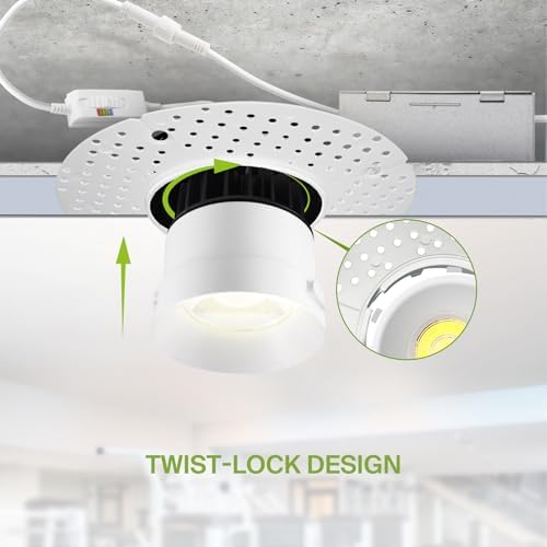 ASD 3 Inch Trimless LED Recessed Ceiling Light Fixture, Mud-in Canless Downlight with Junction Box, 5CCT 2700K-5000K, 12W 933 Lumens, CRI90+, Anti-Glare, Dimmable, IC & Wet Rated, ETL, 18 Pack