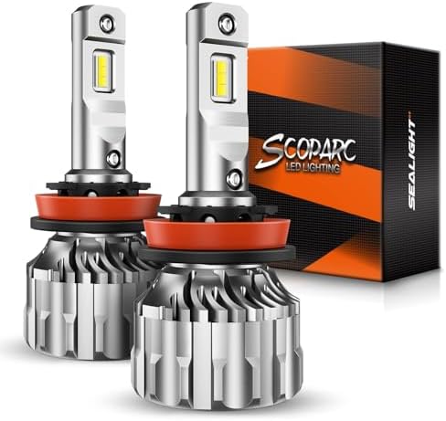 SEALIGHT S6 H11 Bulbs, 70000LM H8/H9 Bulbs With Cooling Fan，6500K Cool White H8/H9 LED Bulbs, 70000Hrs Lifespan Canbus Ready Bulbs, Pack of 2