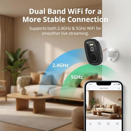 2.4G/5G Security Cameras Wireless Outdoor, 2K Battery Powered Camera