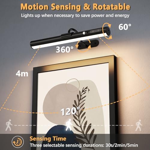 Hapfish Motion Sensor Battery Operated Wall Sconce,Wireless Picture Lights