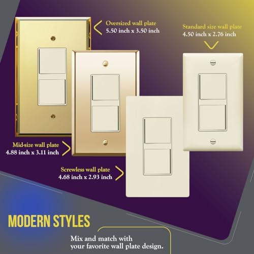ENERLITES Light Almond Double Paddle Decorator Single Pole Switch, 15A