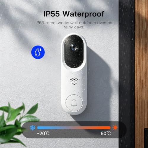 Video Doorbell Camera with Monitor Wireless, Smart Video Door Phone Intercom with 5" Screen, WiFi 1080P, Two-Way Audio, Motion Detection, No Subscription, APP Control