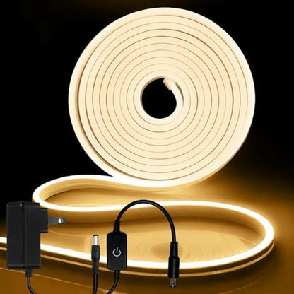 iNextStation Warm White LED Light Strip 16.4FT LED Lights (with DC12V Plug)