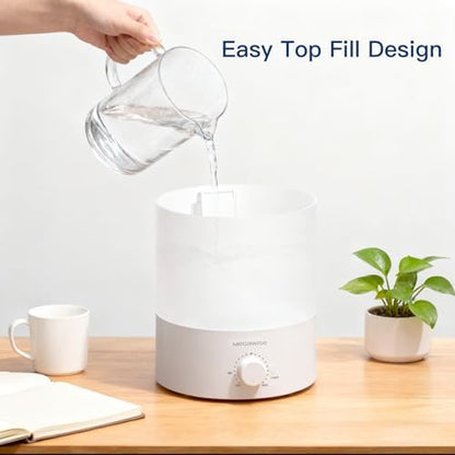 MEGAWISE 1.5L Large Cool Mist Humidifier for Large Spaces – Baby & Plant Safe Ultrasonic Aroma Diffuser, Quiet Operation for Bedroom, Home & Office, Adjustable Mist, Up to 10-Hour Run, Easy to Clean