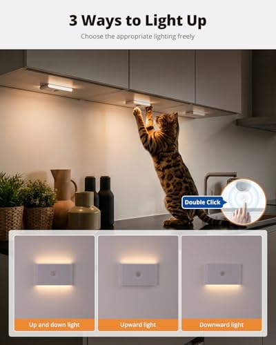 wowatt 8PCs Rechargeable Stair Lights Motion Sensor Indoor,3 Color Changing