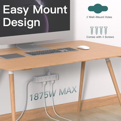 20FT Long Extension Cord, Power Strip with 12 AC Multiple Outlets & 4 USB