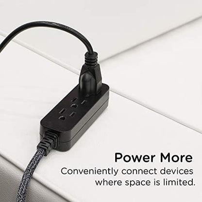 Cordinate 3 Outlet Power Strip 15 Ft Braided Extension Cord, 16 Gauge