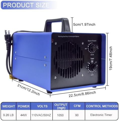 0zone Generator, 3500 Sq/Ft Portable 0zone Machine Ionizer for Commercial, Industrial, Car, Home, Basement