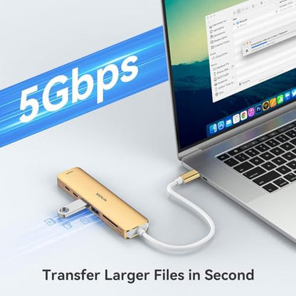 USB C Hub HDMI Adapter for MacBook Pro/Air, MOKiN 7 in 1 USB C Dongle with HDMI, SD/TF Card Reader, USB C Data Port,100W PD, and 2 USB 3.0 Compatible for MacBook Pro/Air, Dell XPS, Lenovo Thinkpad.
