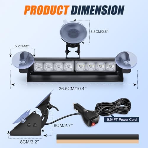 Nilight 8LED Red White Traffic Advisor Strobe Light Bar Hazard Safety
