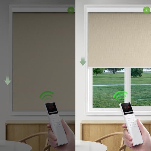ZSHINE Motorized Blackout Roller Shades Remote Control Rechargeable(82067C)