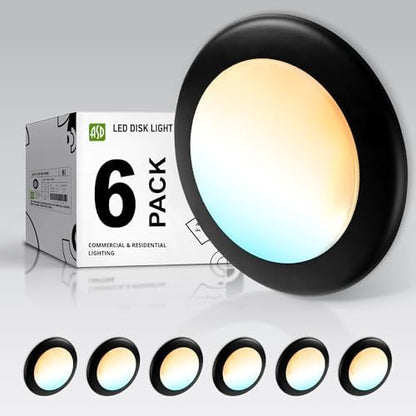 ASD 6 Pack Black LED Disk Lights 6 Inch, 5CCT Flush Mount Ceiling Light